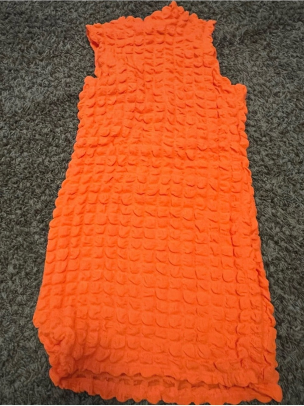 Textured Sleeveless Dress in Bright Orange